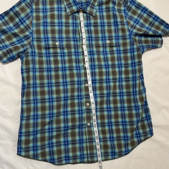 TOMMY Bahama Button Down Blue and Brown Short Sleeve Plaid Shirt size large - Picture 6 of 7